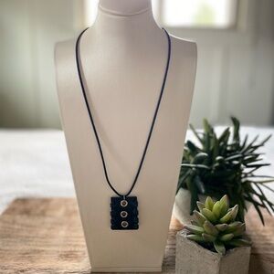 Leather & Metal Pendant Necklace